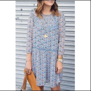 Western Anthropologie Bolding Horses Blue Floral Dress